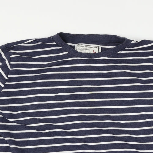 Cedar Wood State Mens Blue Striped  Pullover Sweatshirt Size L