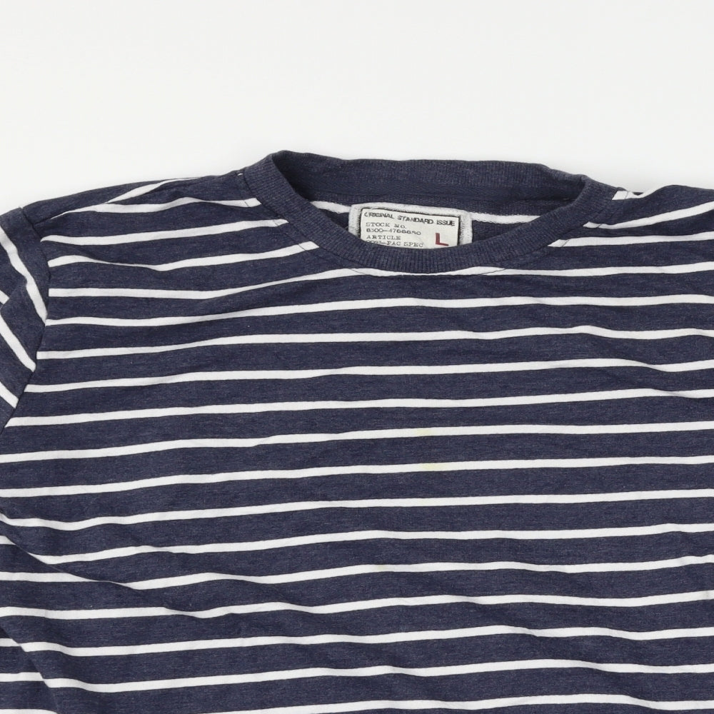 Cedar Wood State Mens Blue Striped  Pullover Sweatshirt Size L