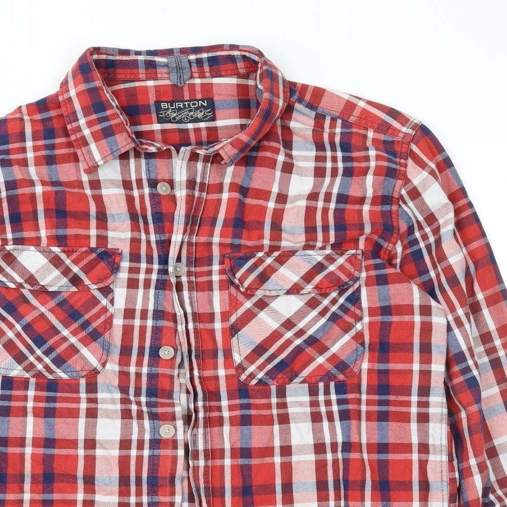 Burton Mens Red Check   Button-Up Size L
