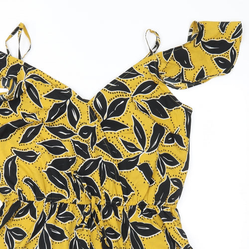 Pep&Co Womens Yellow Geometric  Playsuit One-Piece Size 18