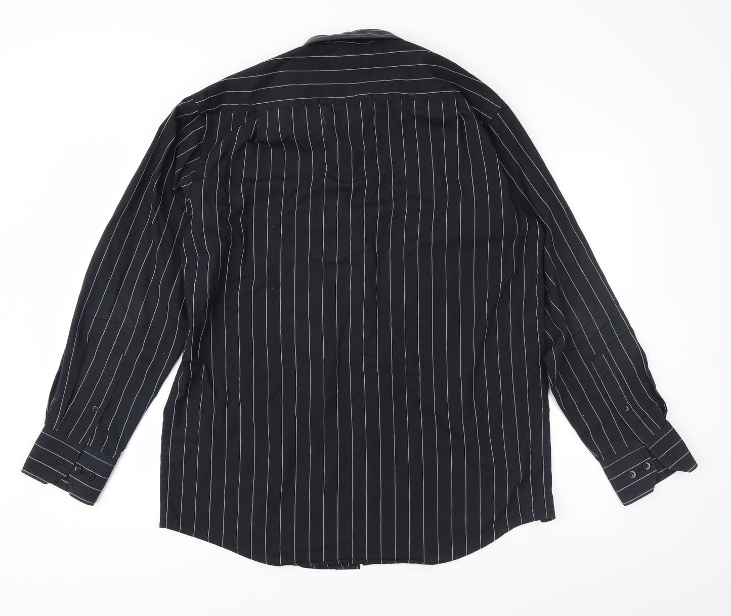Cedar Wood State Mens Black Striped   Button-Up Size 15.5