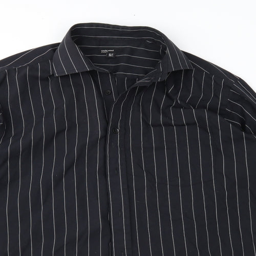 Cedar Wood State Mens Black Striped   Button-Up Size 15.5