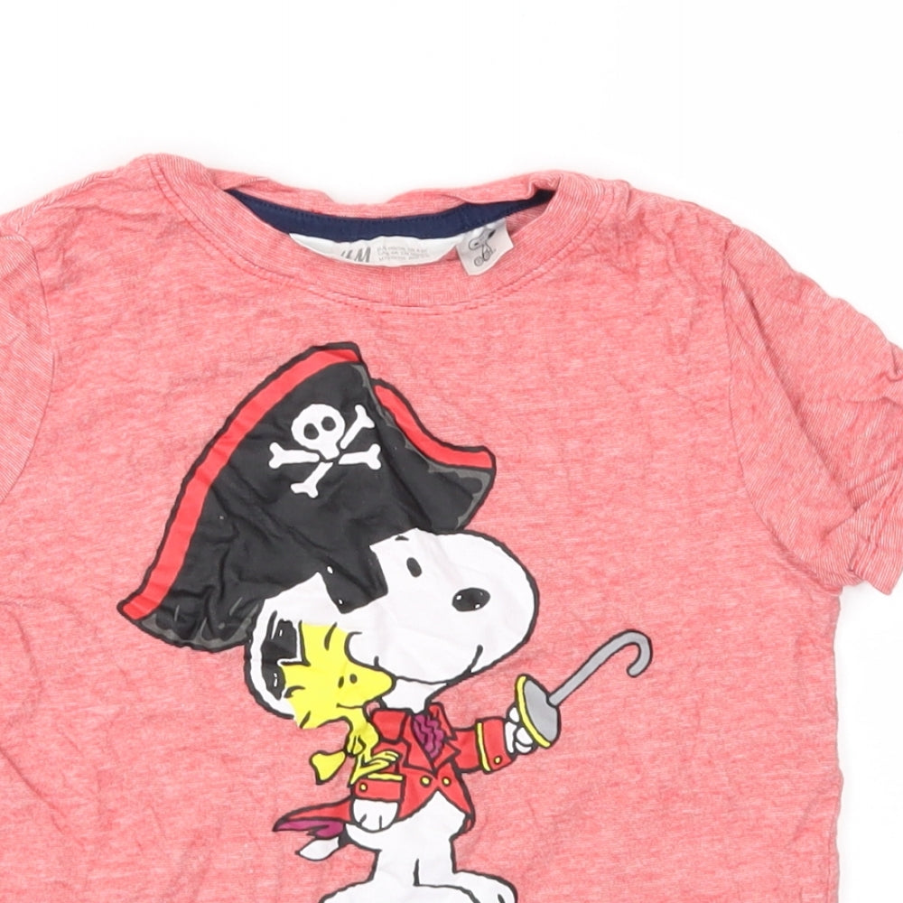 H&M Boys Red   Basic T-Shirt Size 5-6 Years  - Snoopy