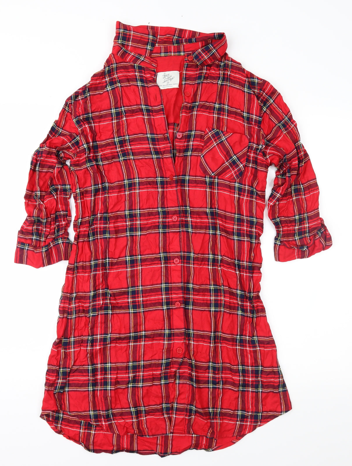 Love To Lounge Womens Red Plaid   Nightshirt Size M