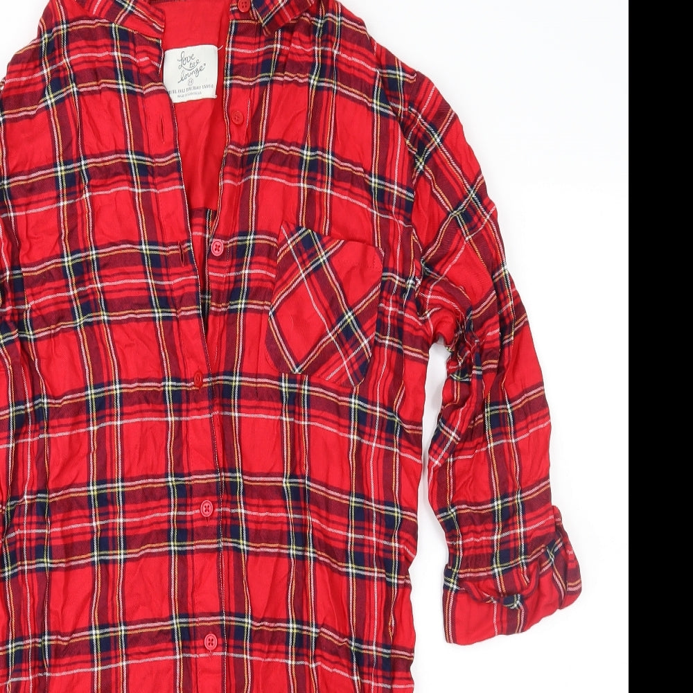 Love To Lounge Womens Red Plaid   Nightshirt Size M