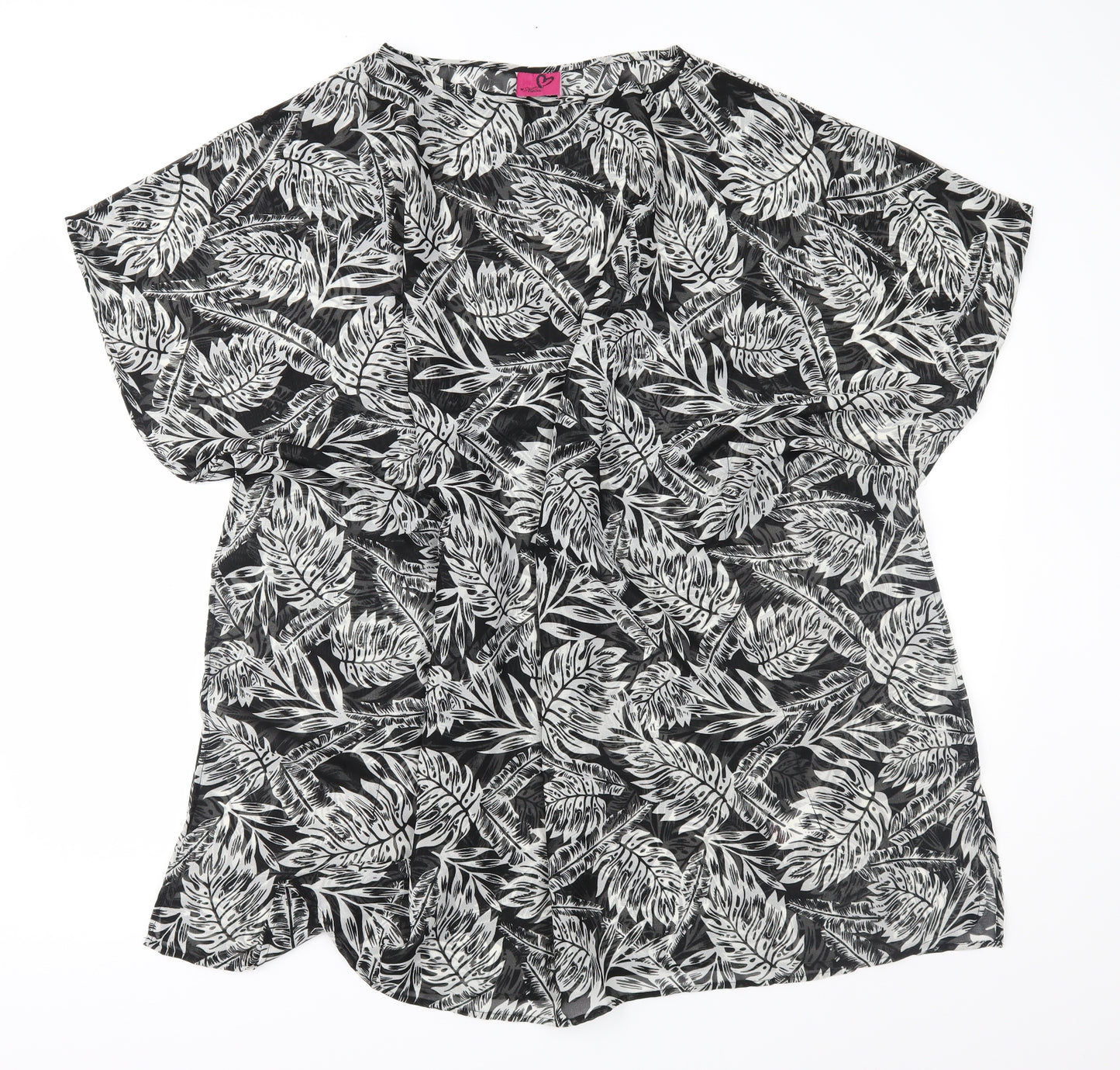 Adore Womens Black Floral Chiffon Basic Blouse Size M