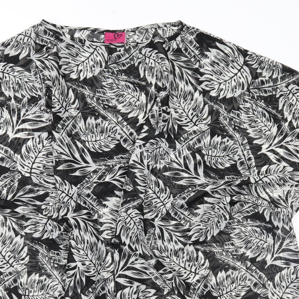 Adore Womens Black Floral Chiffon Basic Blouse Size M