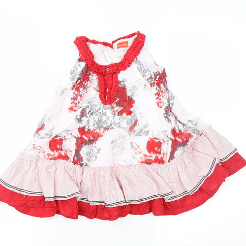 Marese Girls Red Geometric  Fit & Flare  Size 3 Years