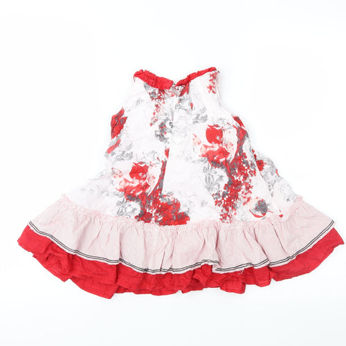 Marese Girls Red Geometric  Fit & Flare  Size 3 Years
