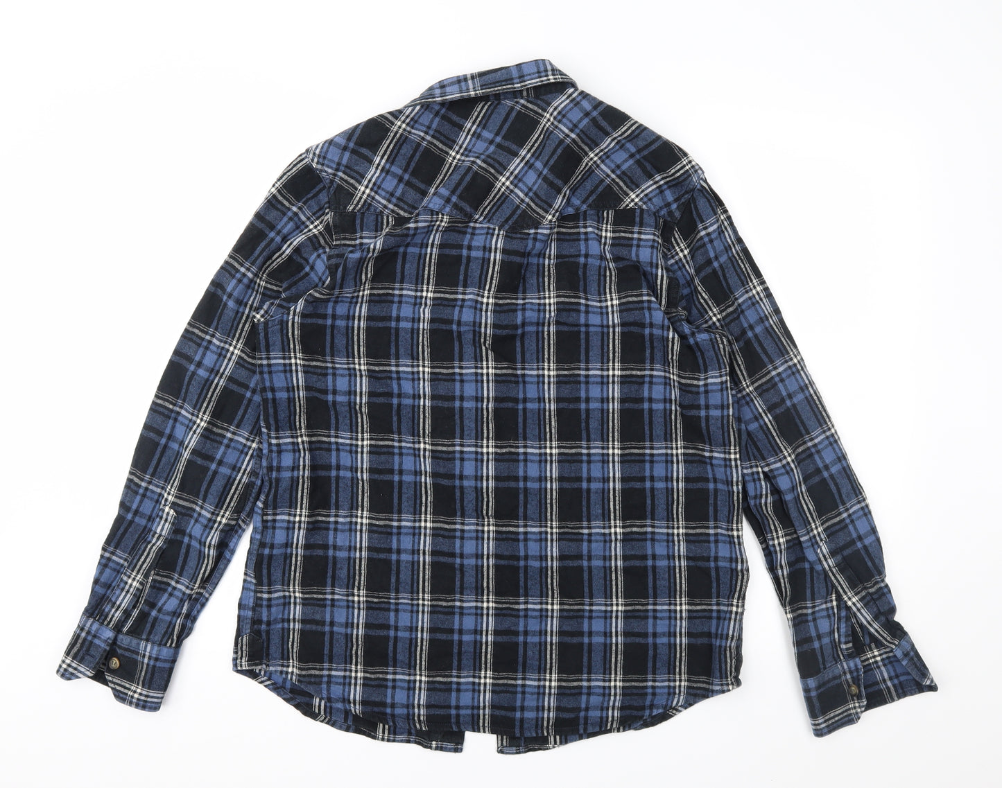 Denim & Co. Mens Blue Check   Button-Up Size M