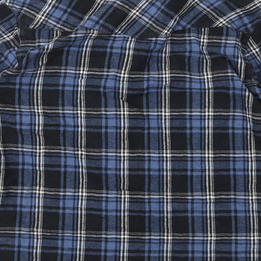 Denim & Co. Mens Blue Check   Button-Up Size M