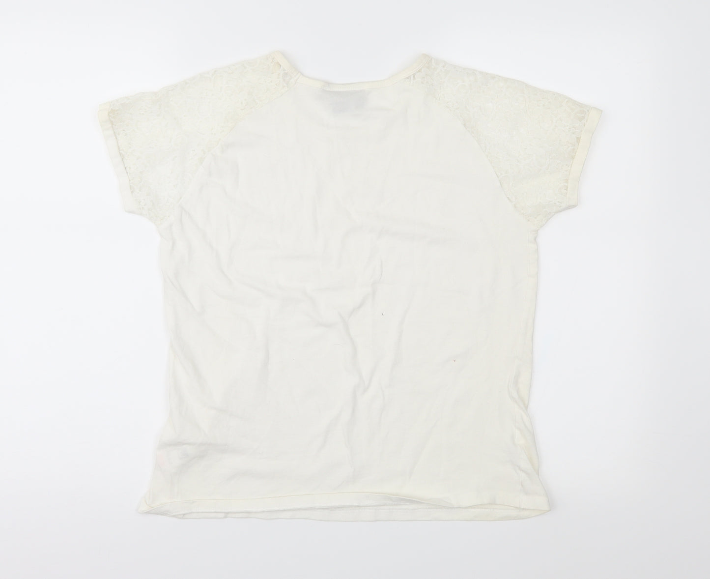 Be You Womens Ivory  Jersey Basic T-Shirt Size 12