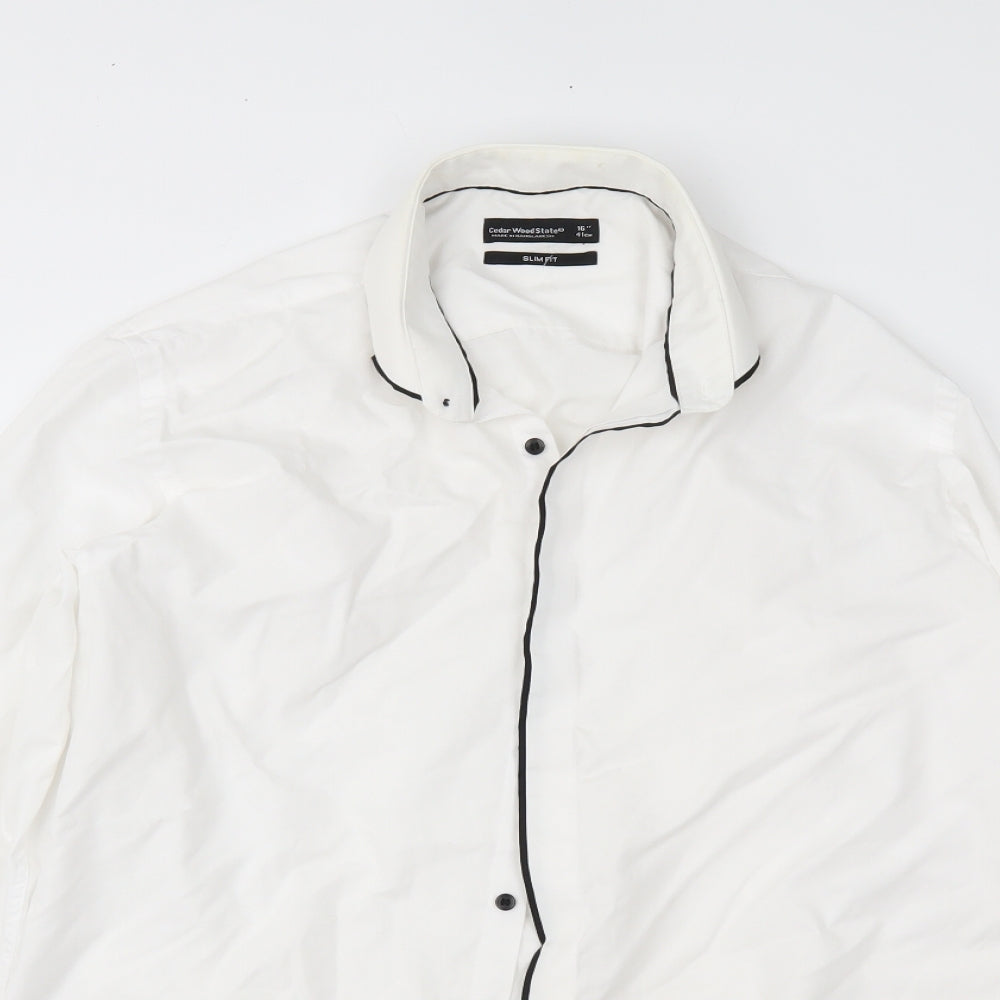 cedr Mens White    Button-Up Size 16