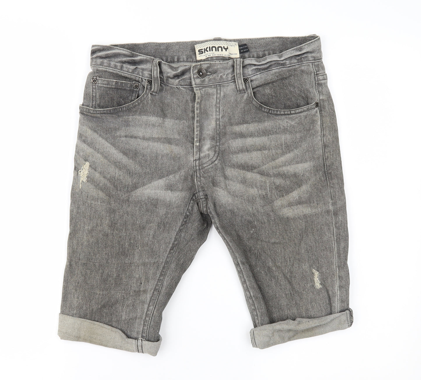Topman Mens Grey  Denim Chino Shorts Size 30 in
