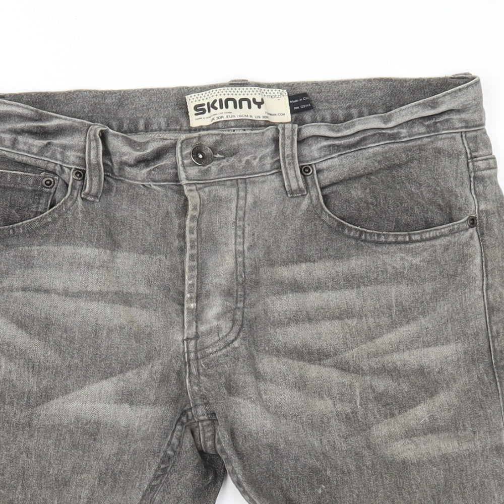 Topman Mens Grey  Denim Chino Shorts Size 30 in