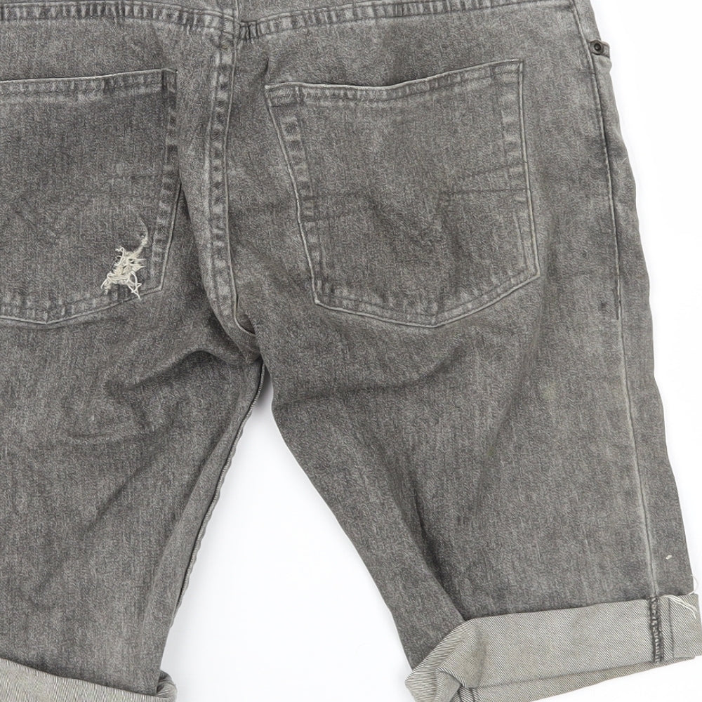 Topman Mens Grey  Denim Chino Shorts Size 30 in