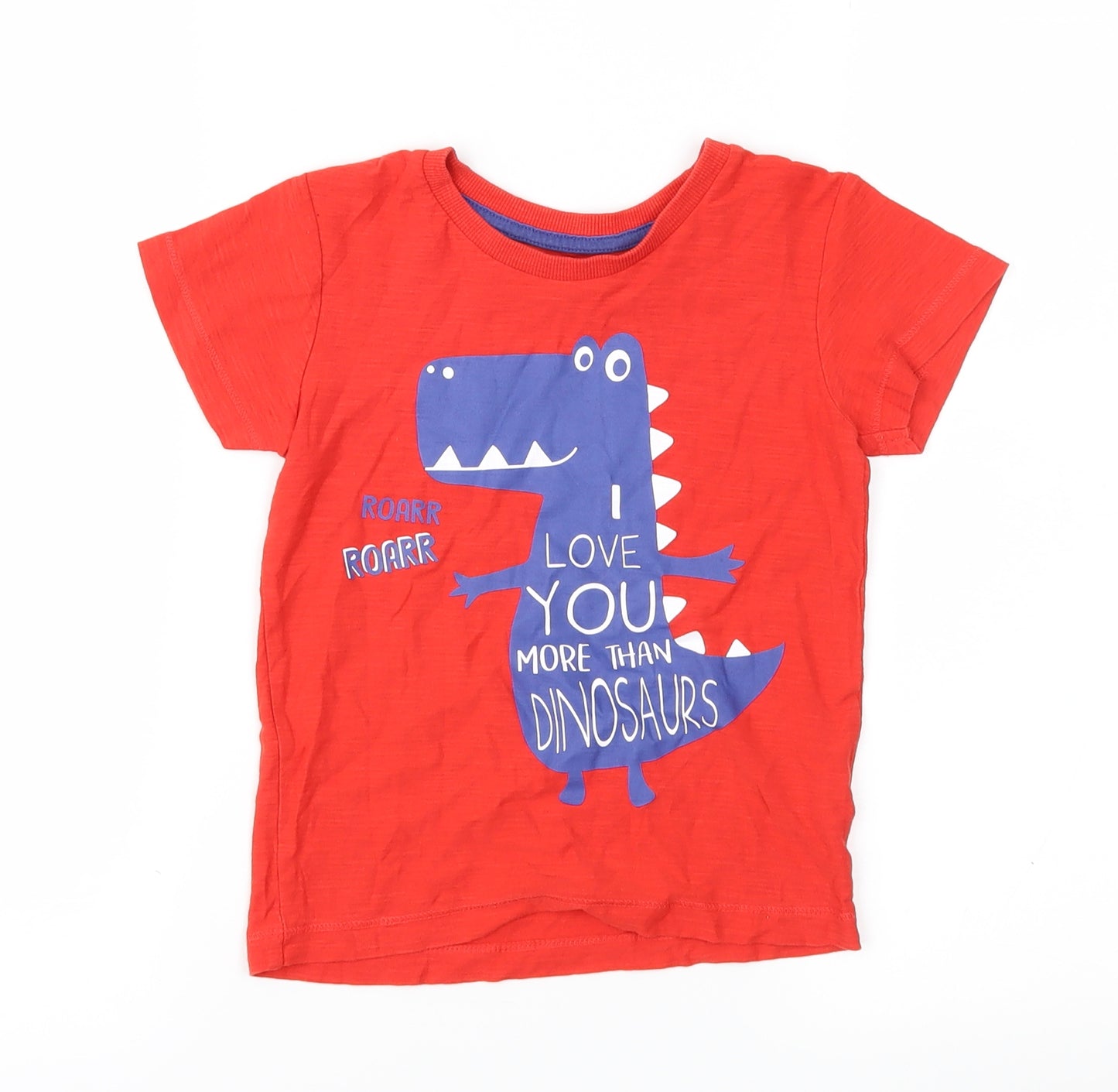 Matalan Boys Red  Jersey Basic T-Shirt Size 3-4 Years