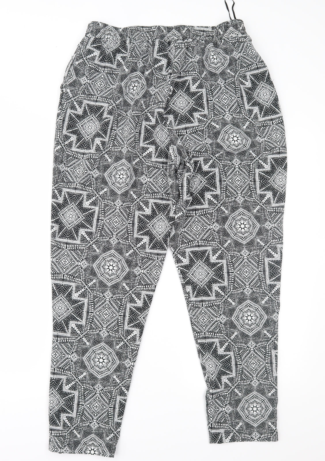 F&F Womens Black Geometric  Trousers  Size 16 L27 in