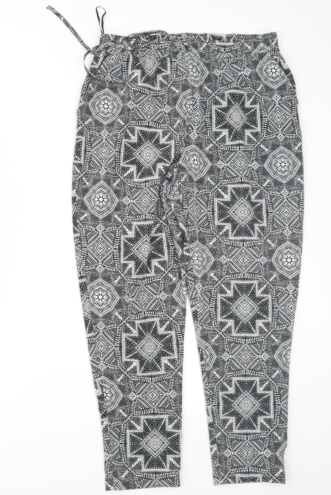 F&F Womens Black Geometric  Trousers  Size 16 L27 in