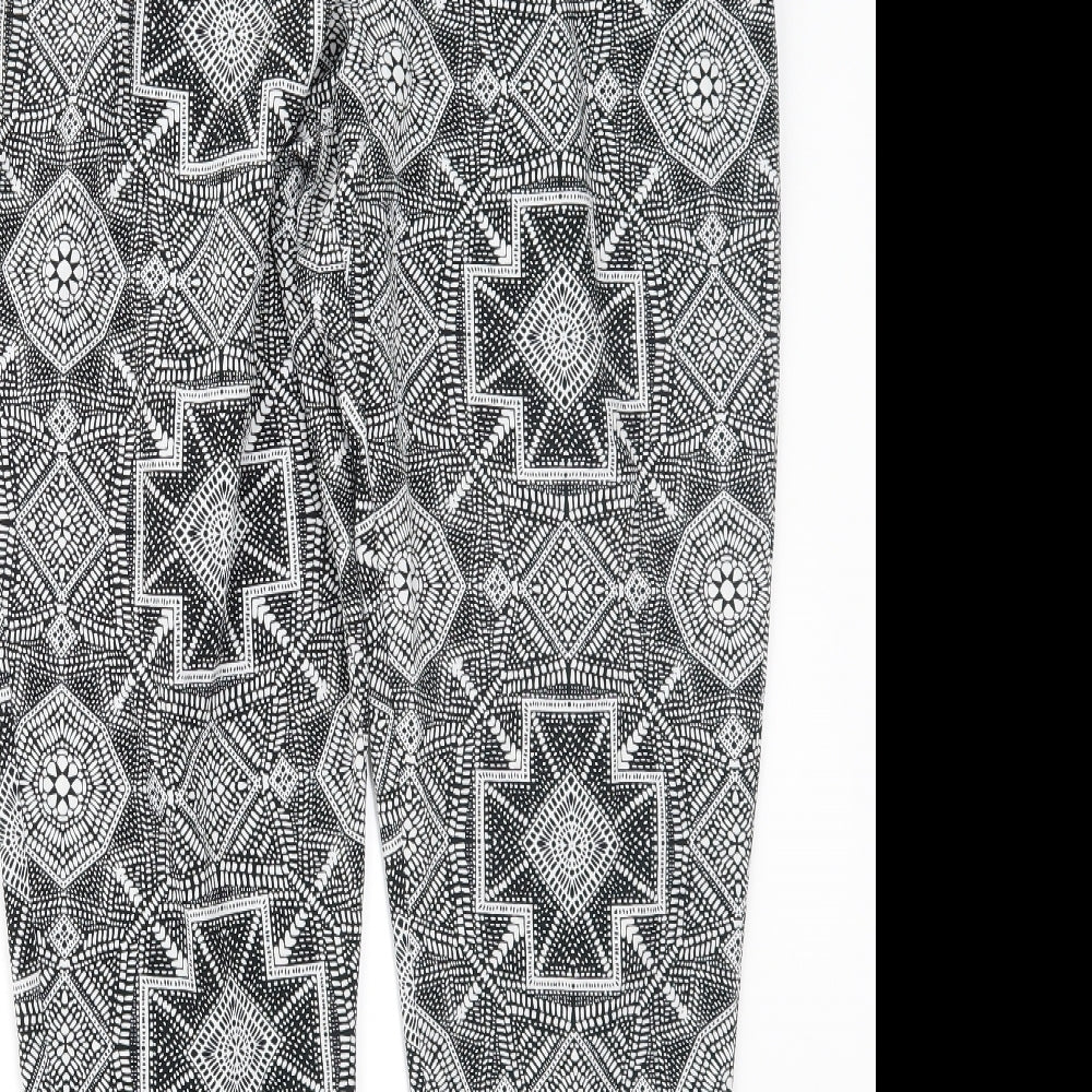 F&F Womens Black Geometric  Trousers  Size 16 L27 in