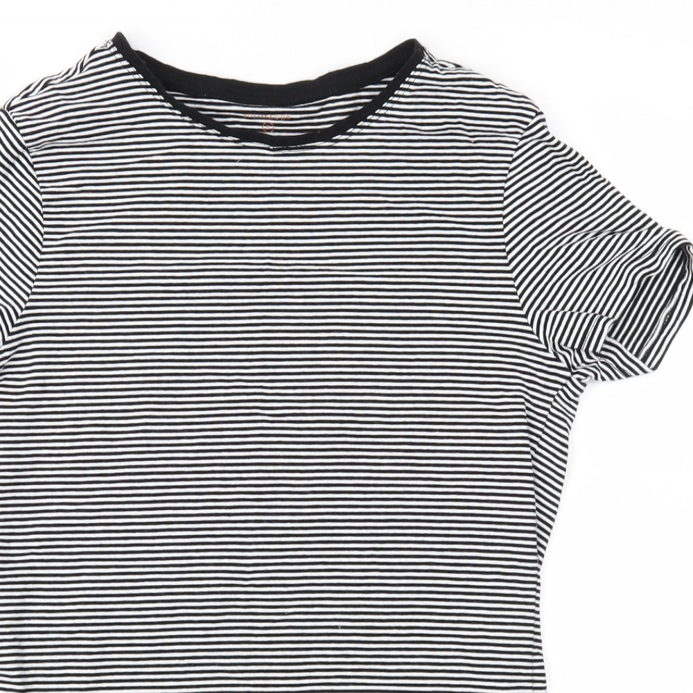 Primark Womens Black Striped Jersey Basic T-Shirt Size S