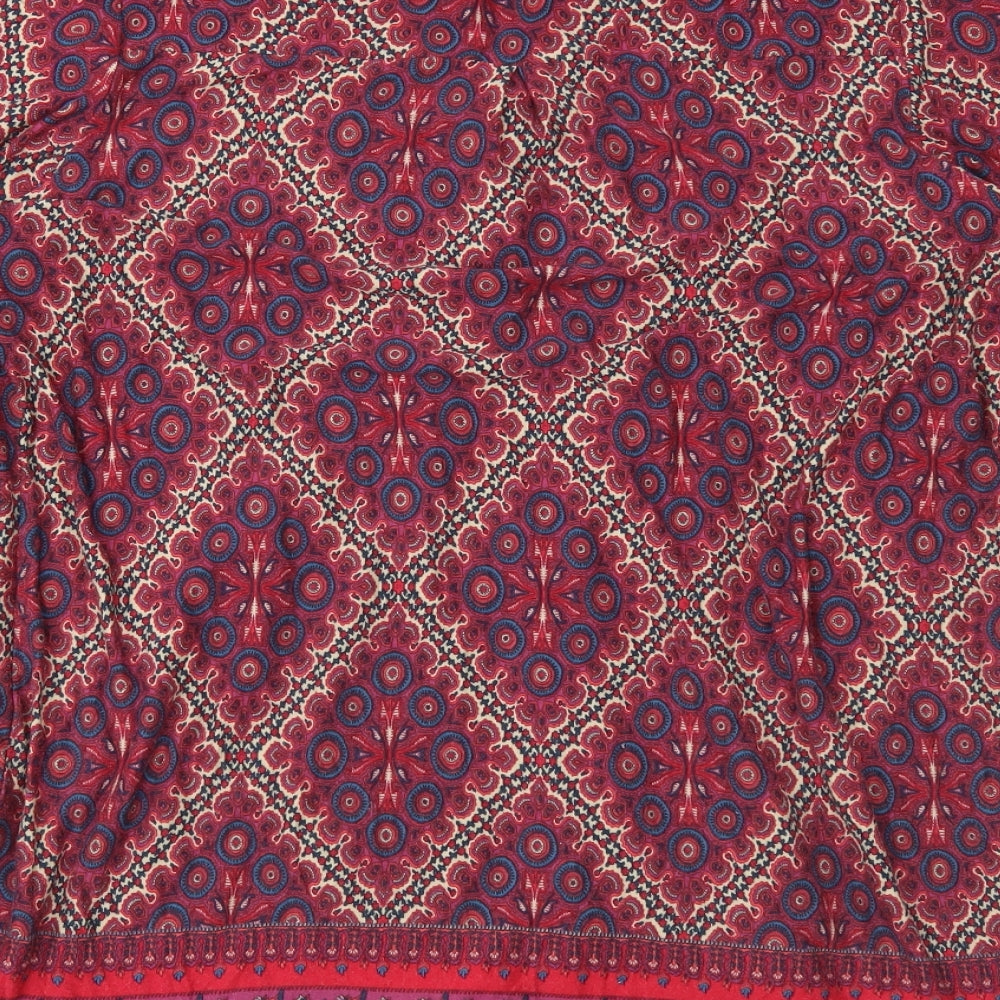 Monsoon Womens Red Geometric Jersey Basic Blouse Size 16