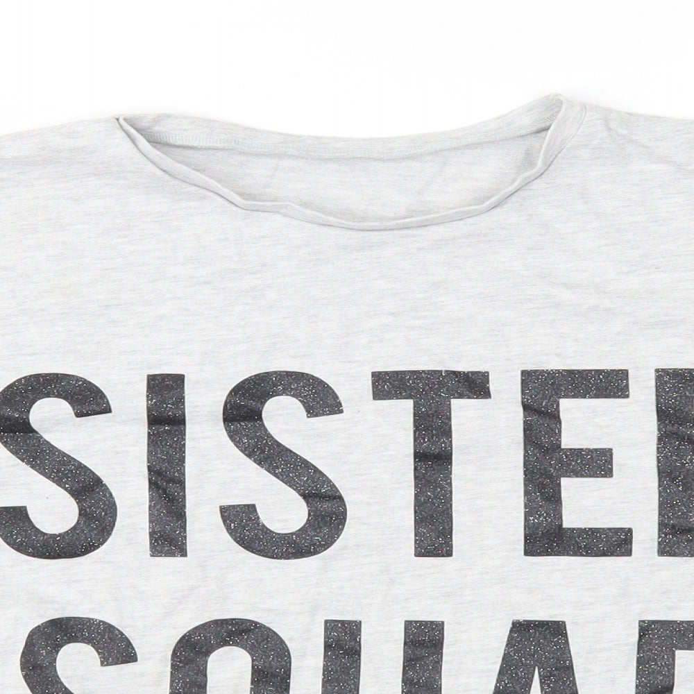 Ping Pop! Womens Grey  Jersey Cropped T-Shirt Size 16