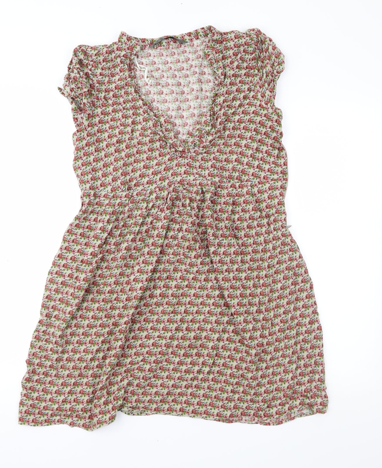 Zara Womens Green Floral  Fit & Flare  Size L