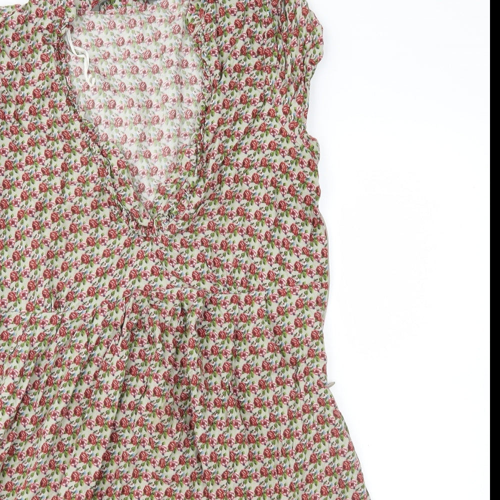 Zara Womens Green Floral  Fit & Flare  Size L