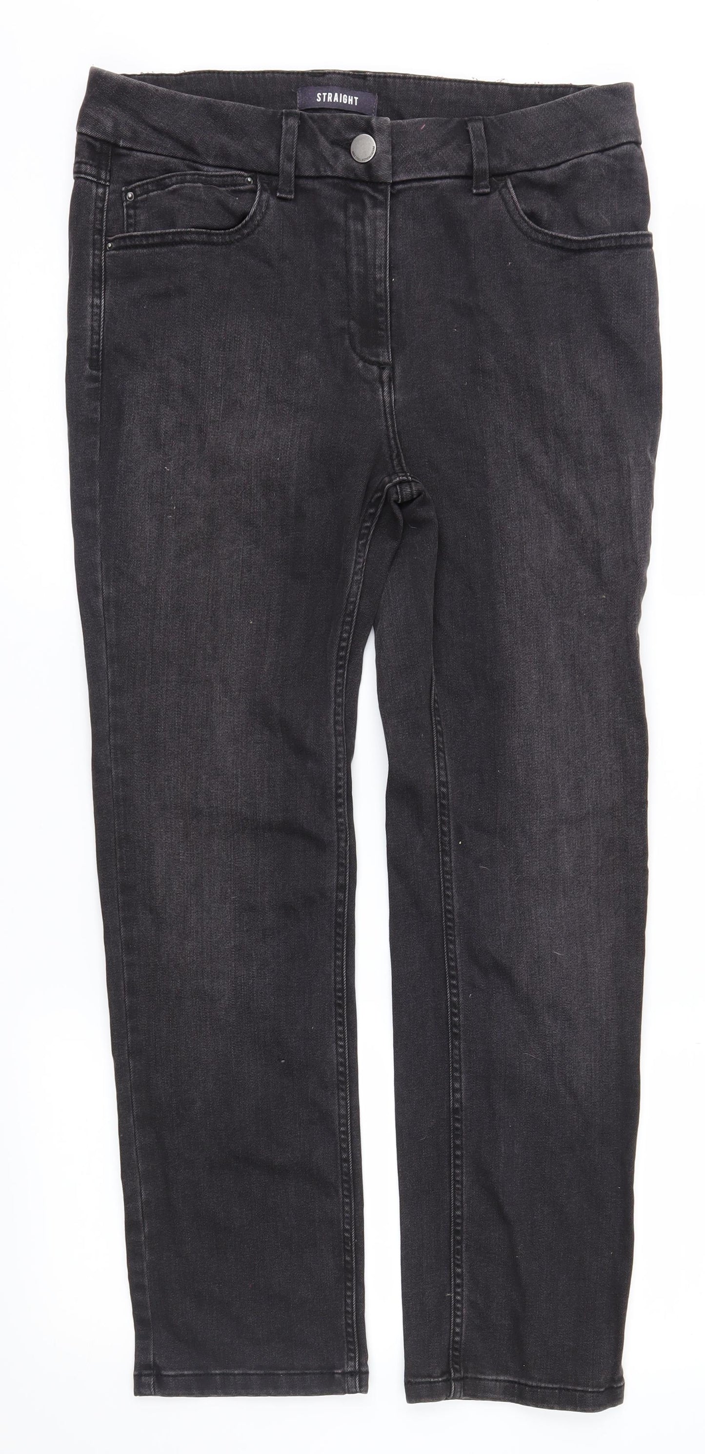 Marks and Spencer Womens Grey  Denim Straight Jeans Size 12 L29 in - Short leg