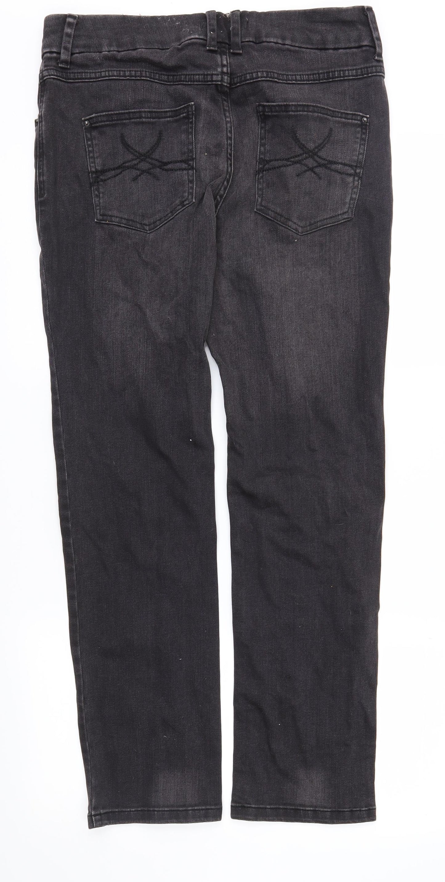 Marks and Spencer Womens Grey  Denim Straight Jeans Size 12 L29 in - Short leg
