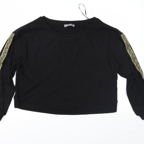 New Look Womens Black Geometric Knit Pullover Jumper Size 8