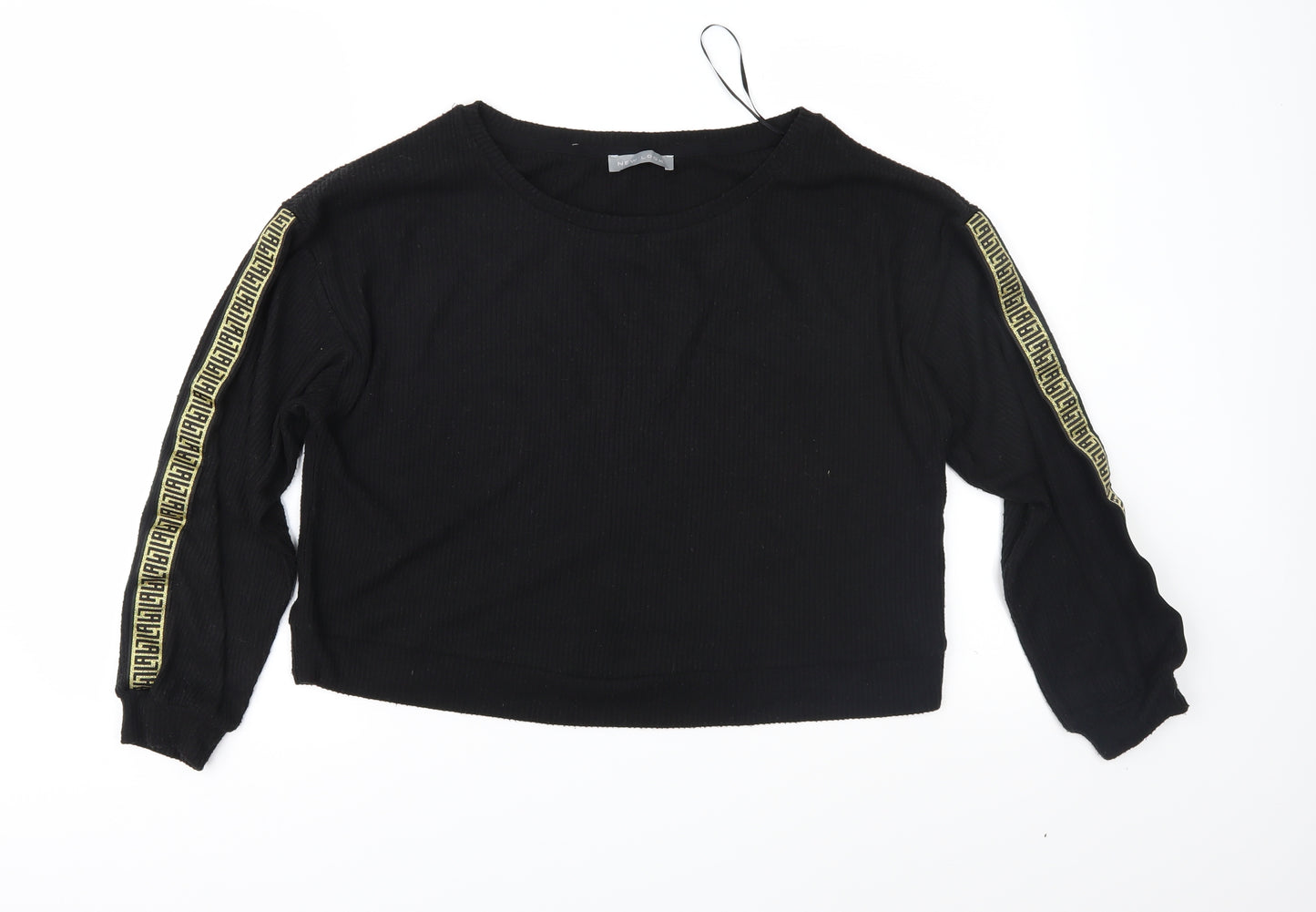 New Look Womens Black Geometric Knit Pullover Jumper Size 8