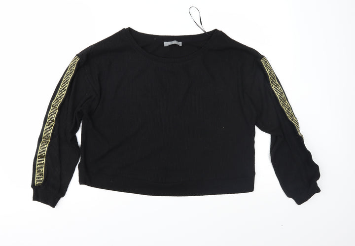 New Look Womens Black Geometric Knit Pullover Jumper Size 8