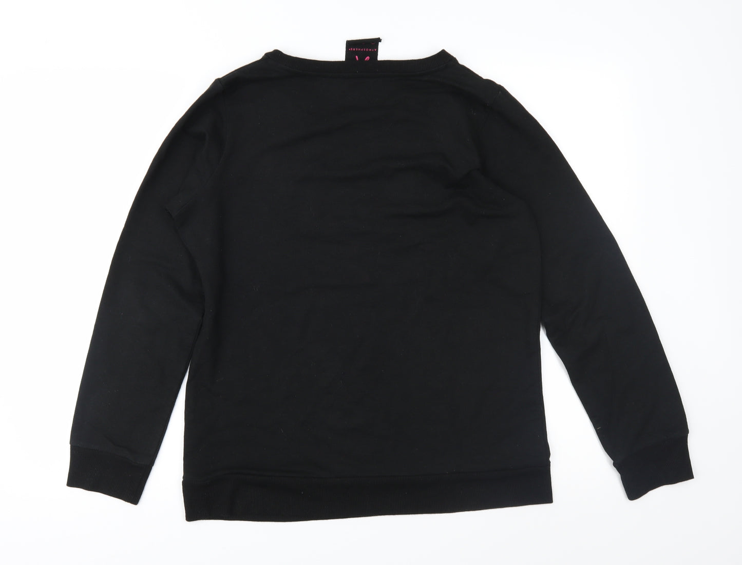 Atmosphere Womens Black Floral  Pullover Sweatshirt Size 10