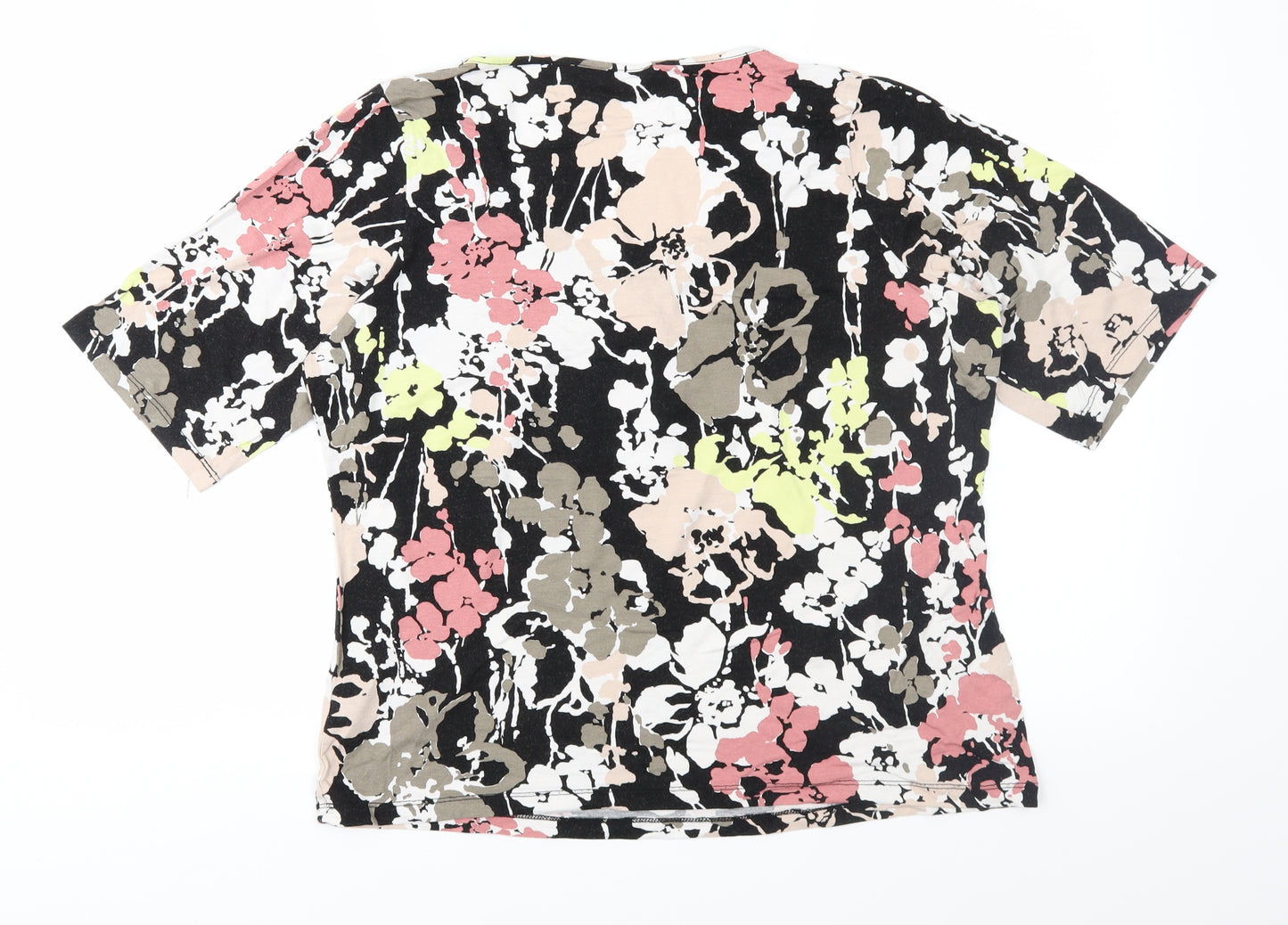 Marks and Spencer Womens Black Floral Jersey Basic T-Shirt Size 18