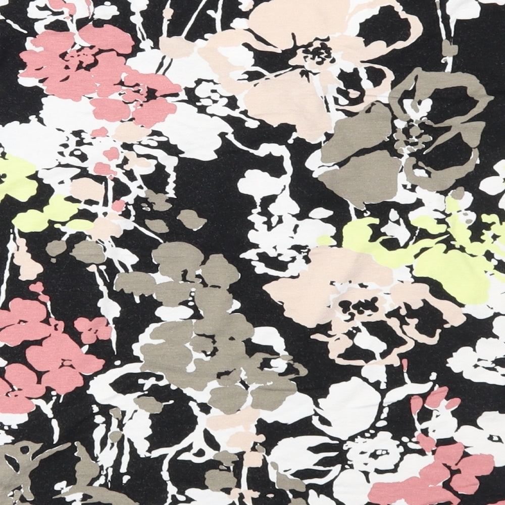 Marks and Spencer Womens Black Floral Jersey Basic T-Shirt Size 18