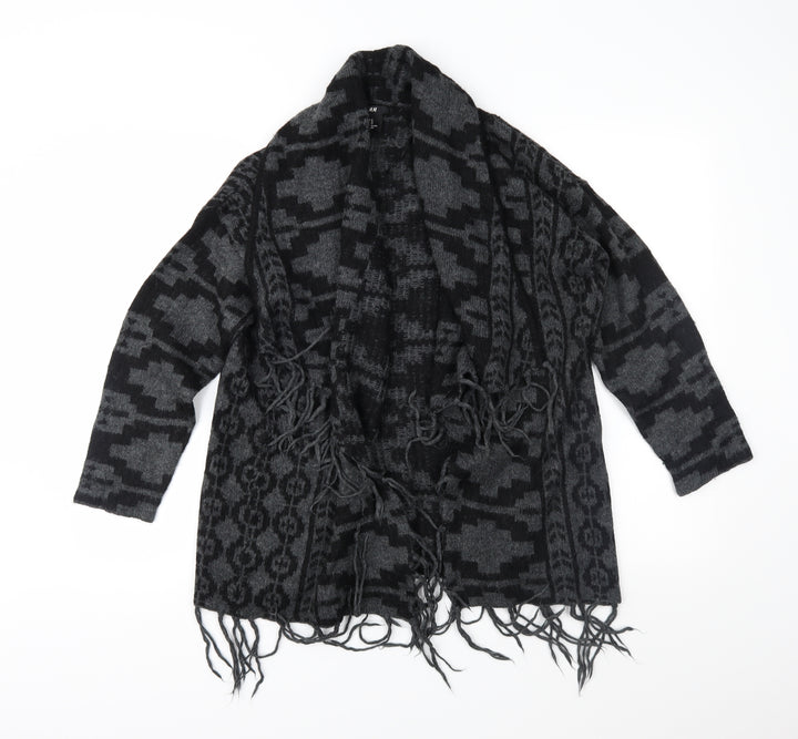 H&M Womens Grey Geometric Knit Cardigan Jumper Size XS