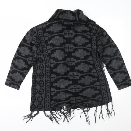 H&M Womens Grey Geometric Knit Cardigan Jumper Size XS