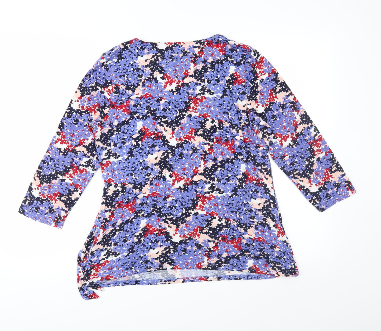 Papaya Womens Blue Floral Jersey Basic Blouse Size 14