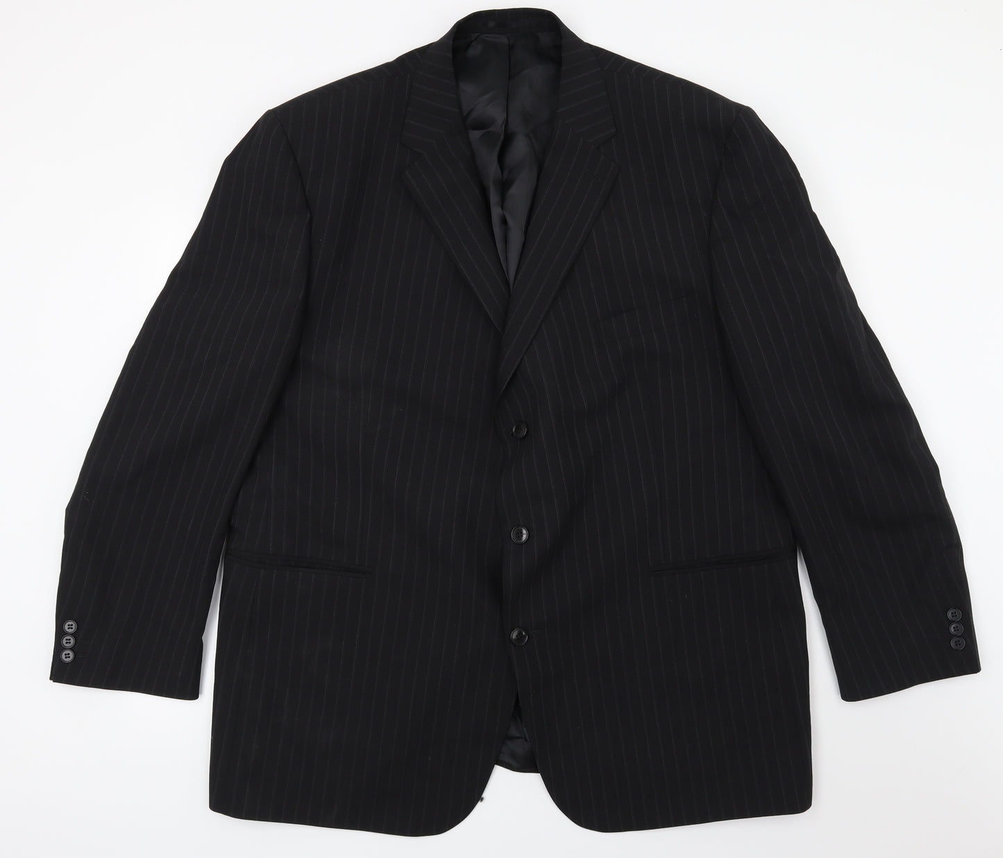 Centaur Mens Black Striped Rayon Jacket Suit Jacket Size 54