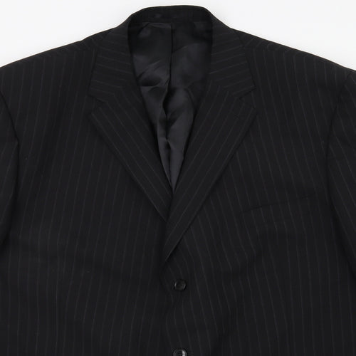 Centaur Mens Black Striped Rayon Jacket Suit Jacket Size 54