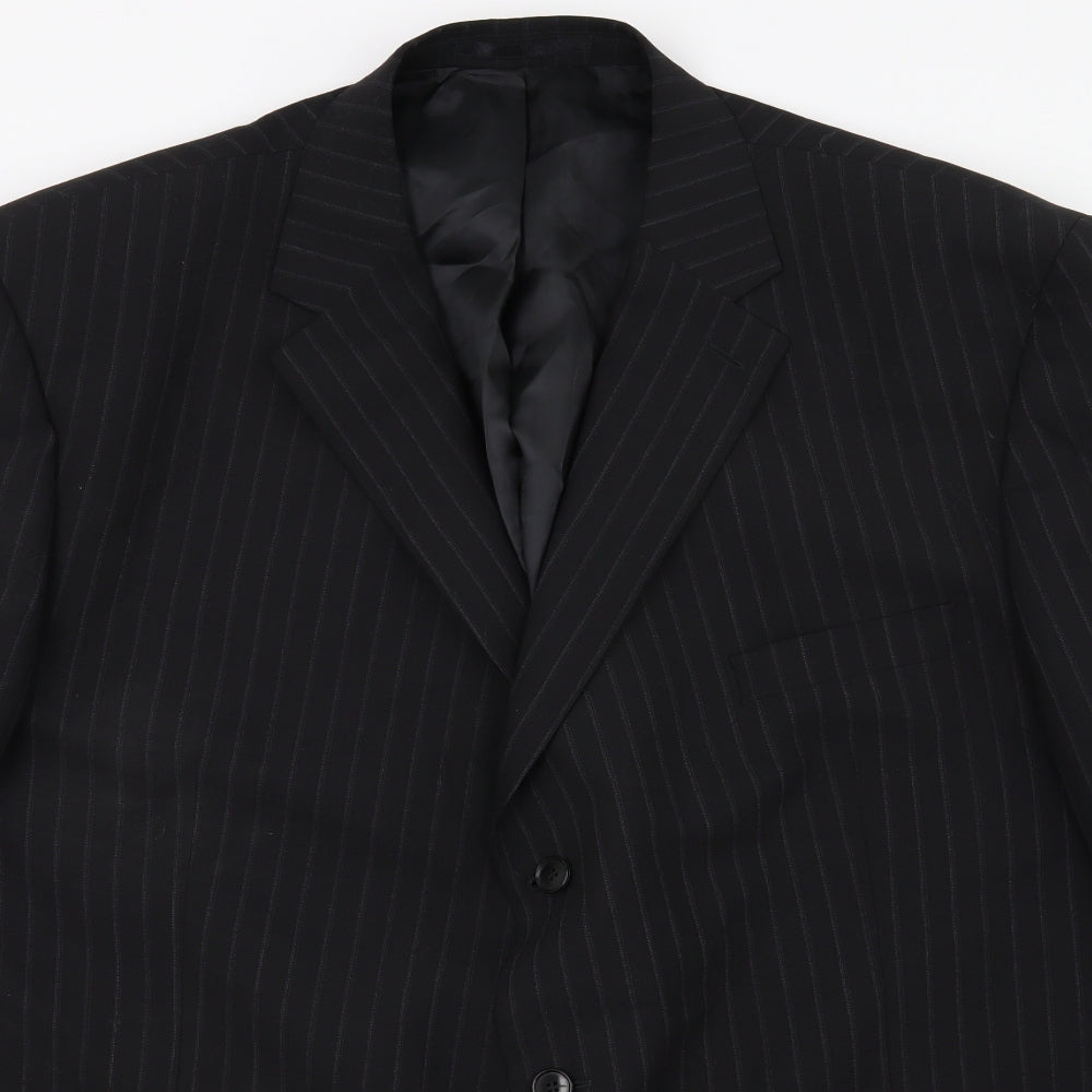 Centaur Mens Black Striped Rayon Jacket Suit Jacket Size 54