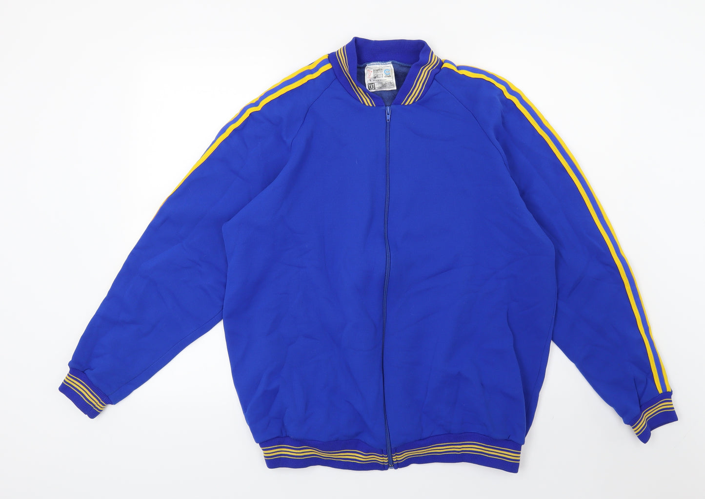Disco Sports Mens Blue Striped  Bomber Jacket Jacket Size XL