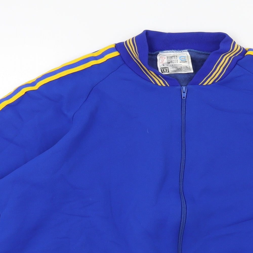 Disco Sports Mens Blue Striped  Bomber Jacket Jacket Size XL