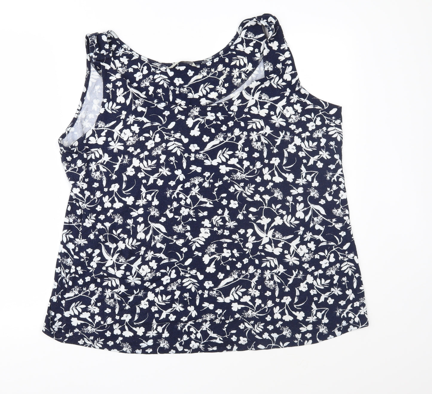 George Womens Blue Floral Jersey Basic Tank Size 22
