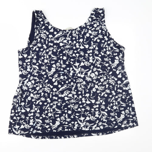 George Womens Blue Floral Jersey Basic Tank Size 22