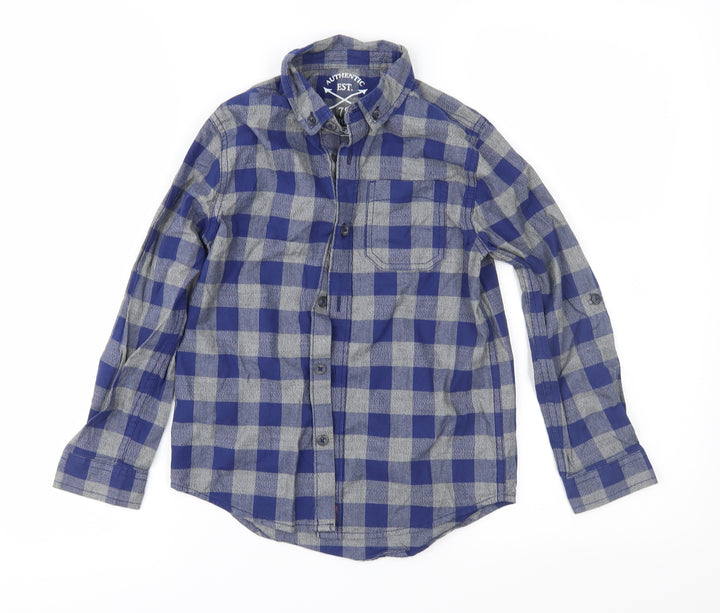 F&F Boys Black Check Basic Button-Up Size 6-7 Years