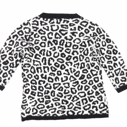 YPSILON Womens White Animal Print  Pullover Jumper Size M