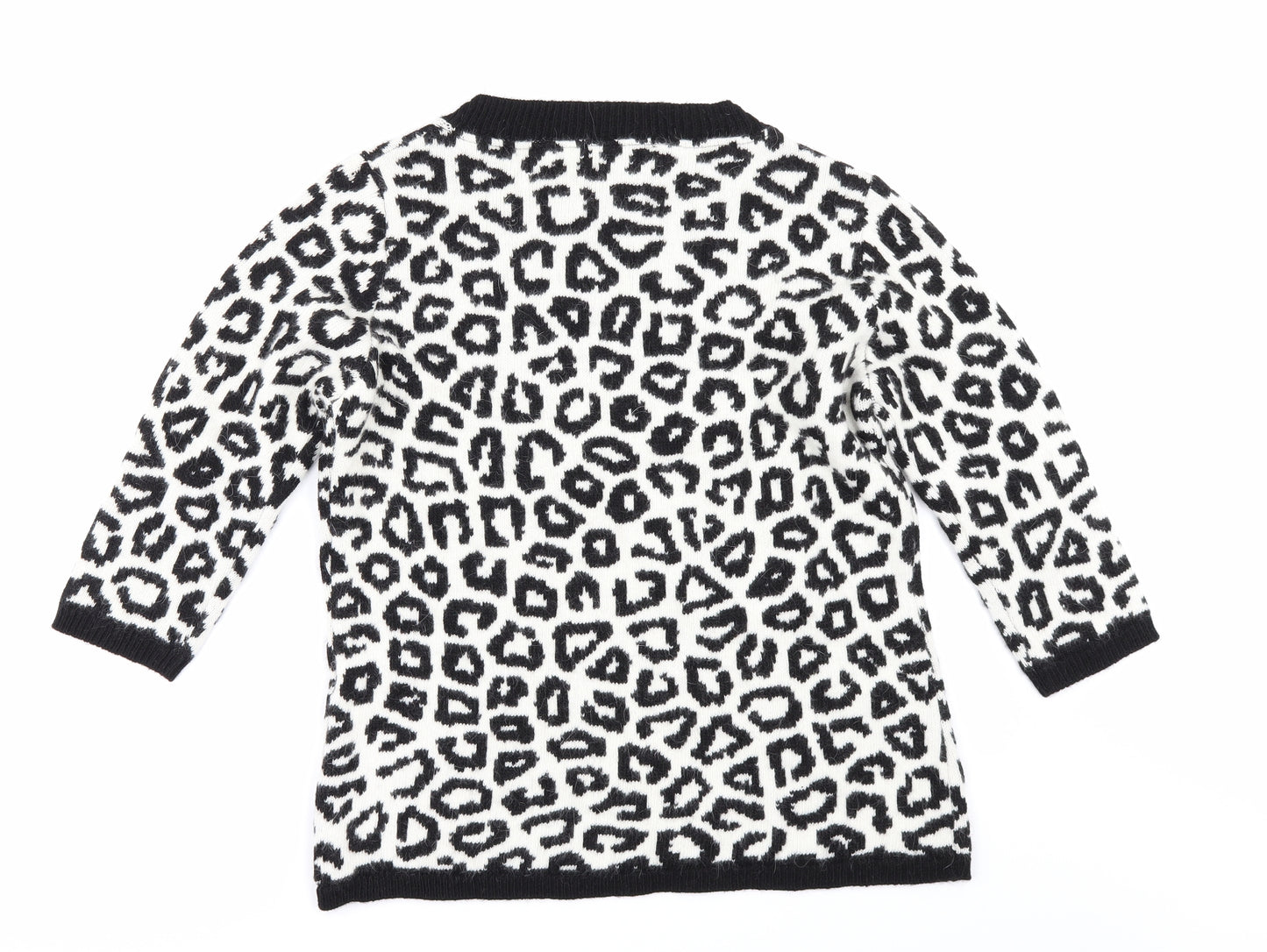 YPSILON Womens White Animal Print  Pullover Jumper Size M